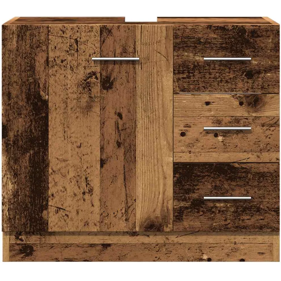 vidaXL Wastafelkast 63x30x54 cm bewerkt hout oud houtkleurig Bruin