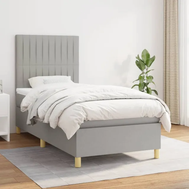 vidaXL Boxspring met matras stof lichtgrijs 80x200 cm grijs
