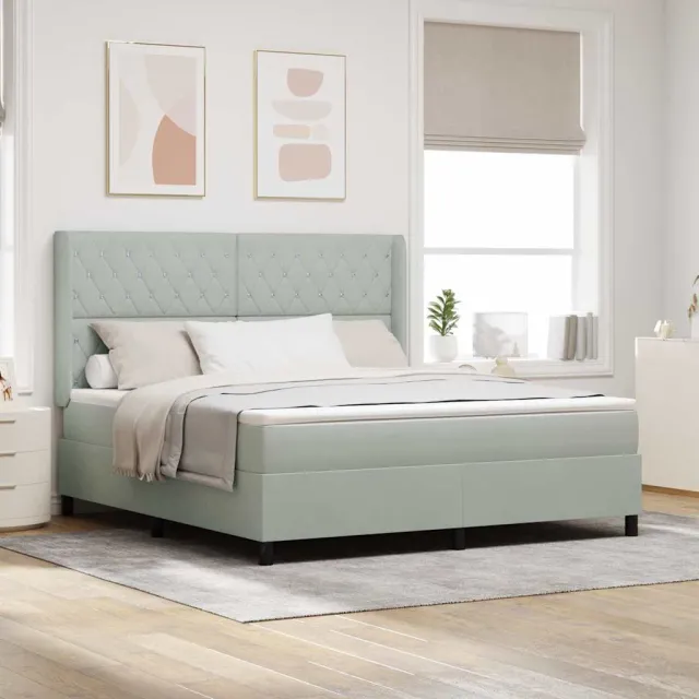 vidaXL Boxspringbed met matras Lichtgrijs 180 x 200 cm Fluweel