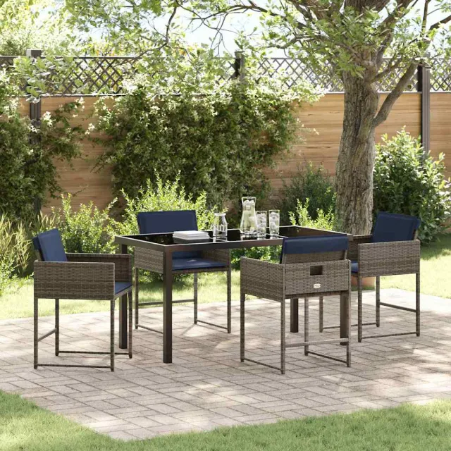 vidaXL Tuin eettafelset 5 st Grijs poly rattan
