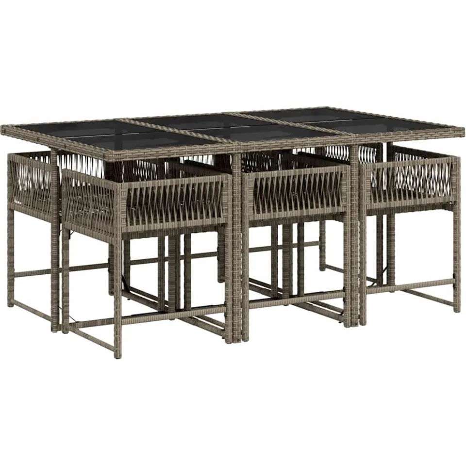 vidaXL 7-delige Tuinset met kussens poly rattan grijs, foto 4