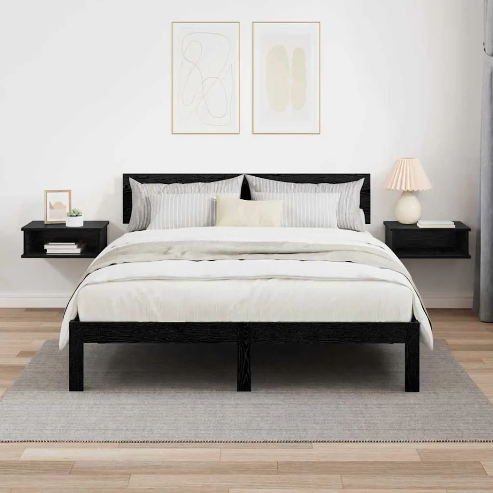 vidaXL Nachtkastje 2 st Zwart Eiken 40 x 31 x 15 cm Bewerkt hout, foto 4