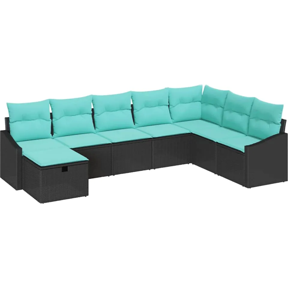 vidaXL Tuin Sofa Set 8 st poly rattan Zwart