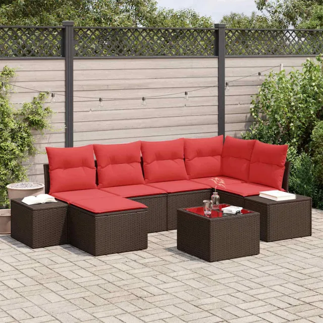 vidaXL Tuin Sofa Set 7 st Bruin poly rattan, foto 2