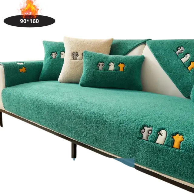 Nivard Bankhoes - Bankbeschermer - Stretch - Sofa Cover - Pluche - Groen - 2 Zits 90x160
