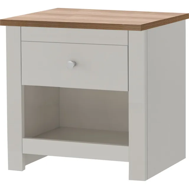 Notio Living Emerald-Nachtkastje - 1-deur - Eiken/Crème Bruin