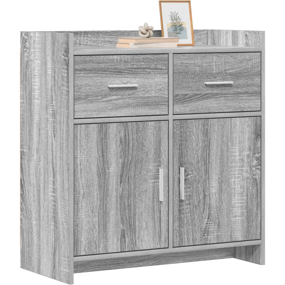 vidaXL Dressoir Grijs Sonoma 75 x 36 x 80 cm Bewerkt hout