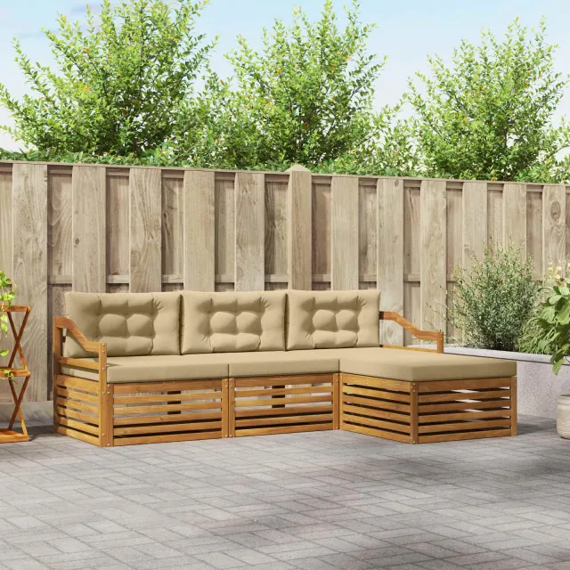vidaXL Buiten bankenset 4 st 3-zits Natuurlijk en Beige