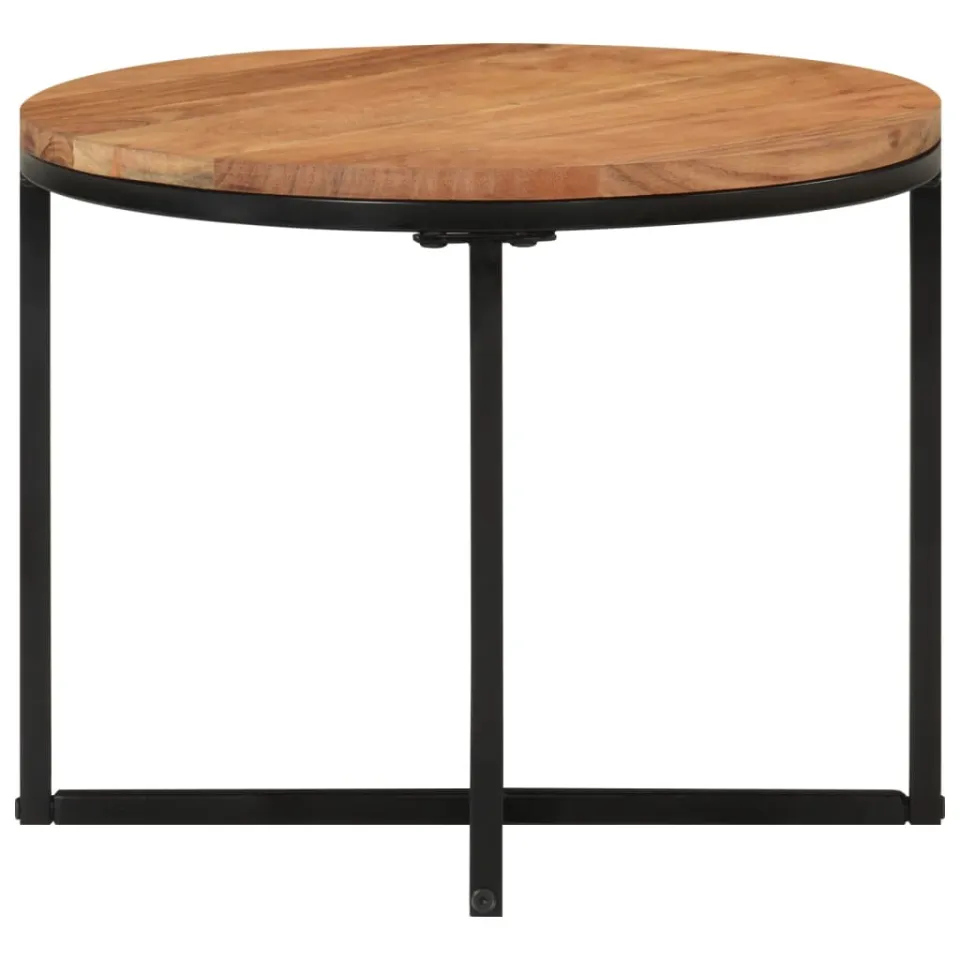 vidaXL Salontafel 45x45x35 cm massief acaciahout en ijzer bruin, foto 2