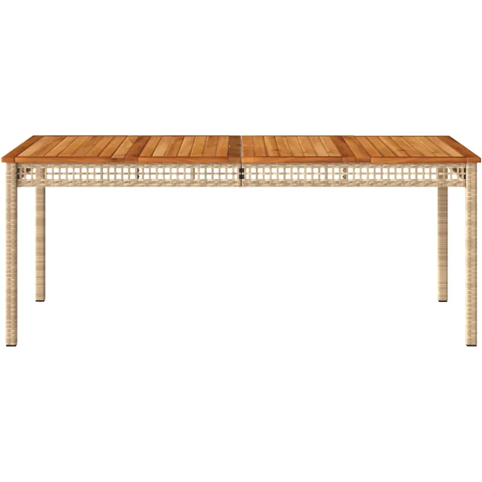 vidaXL Tuintafel 180x90x75 cm poly rattan en acaciahout beige, foto 4