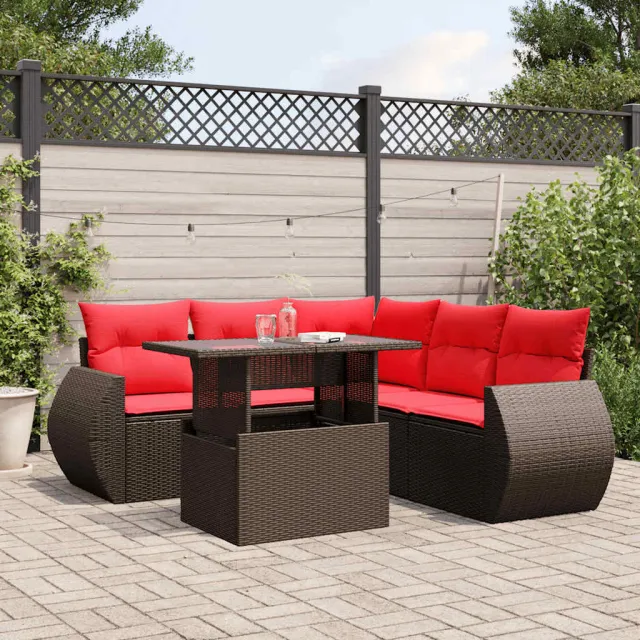 vidaXL 6-delige tuinbankset met kussens, bruin polyrotan, foto 2