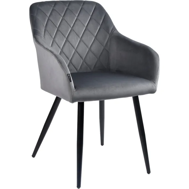 ExitoDesign MILTON Serie - Eetkamerstoel - Ciemny Grijs - Velvet - Ergonomische Metalen Onderstel Ciemny Grijs;Zwart