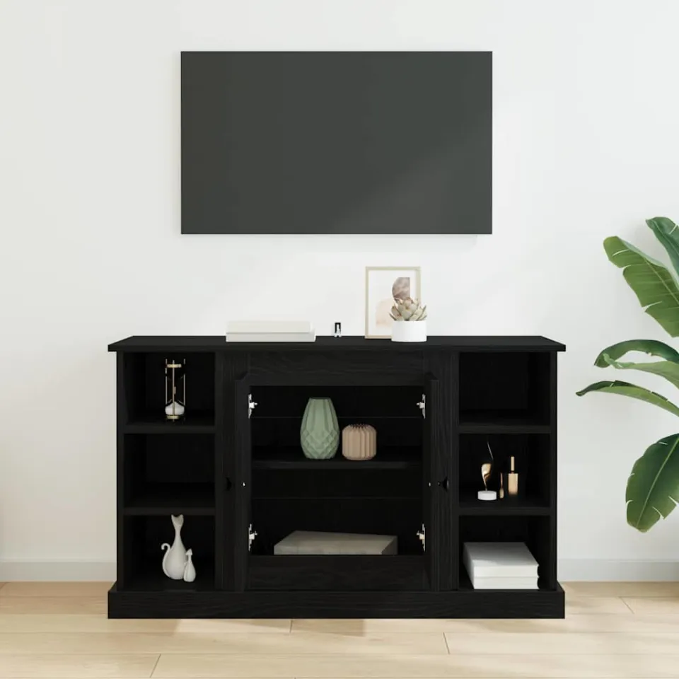 vidaXL Dressoir Zwart Eiken 100 x 35,5 x 60 cm Bewerkt hout, foto 3