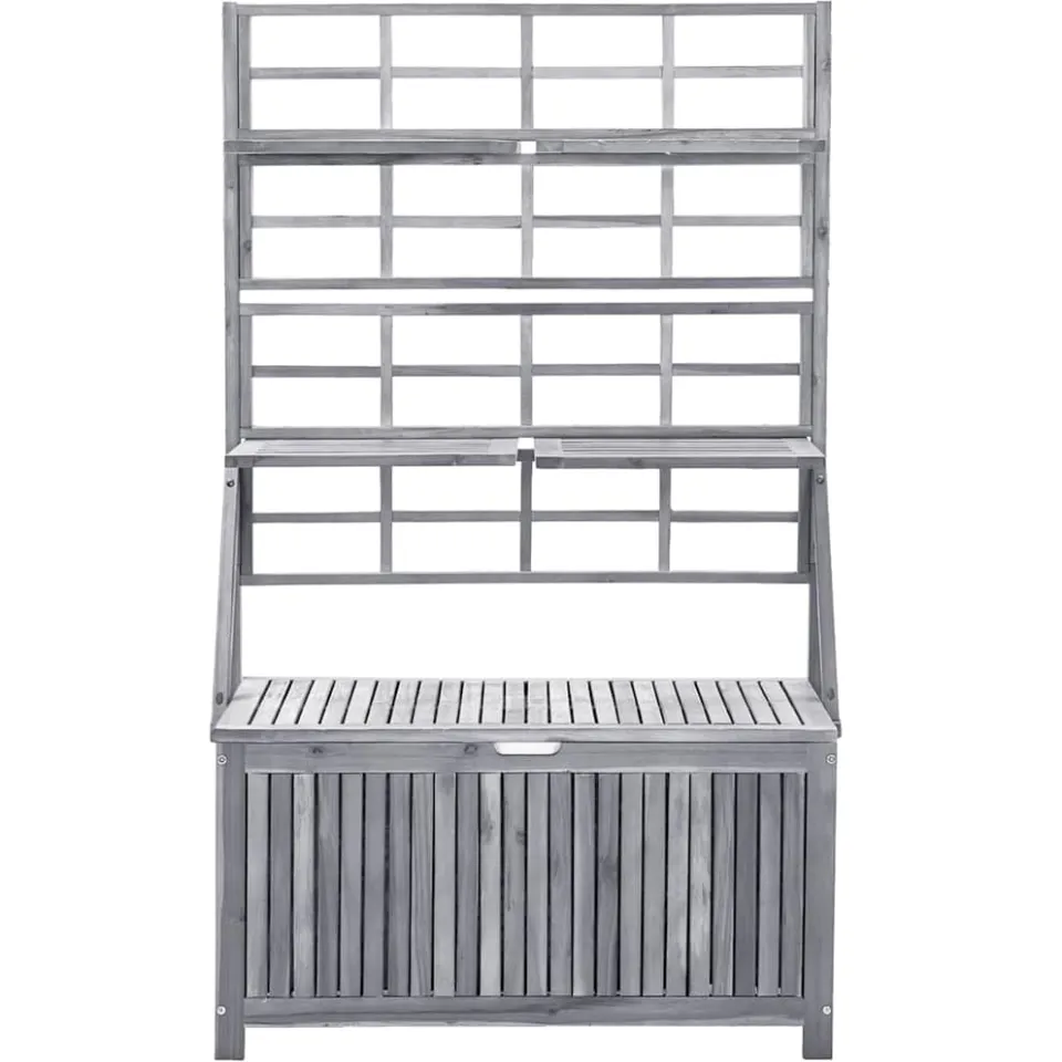 vidaXL Opbergbox met latwerk 99x55x160 cm massief acaciahout grijs