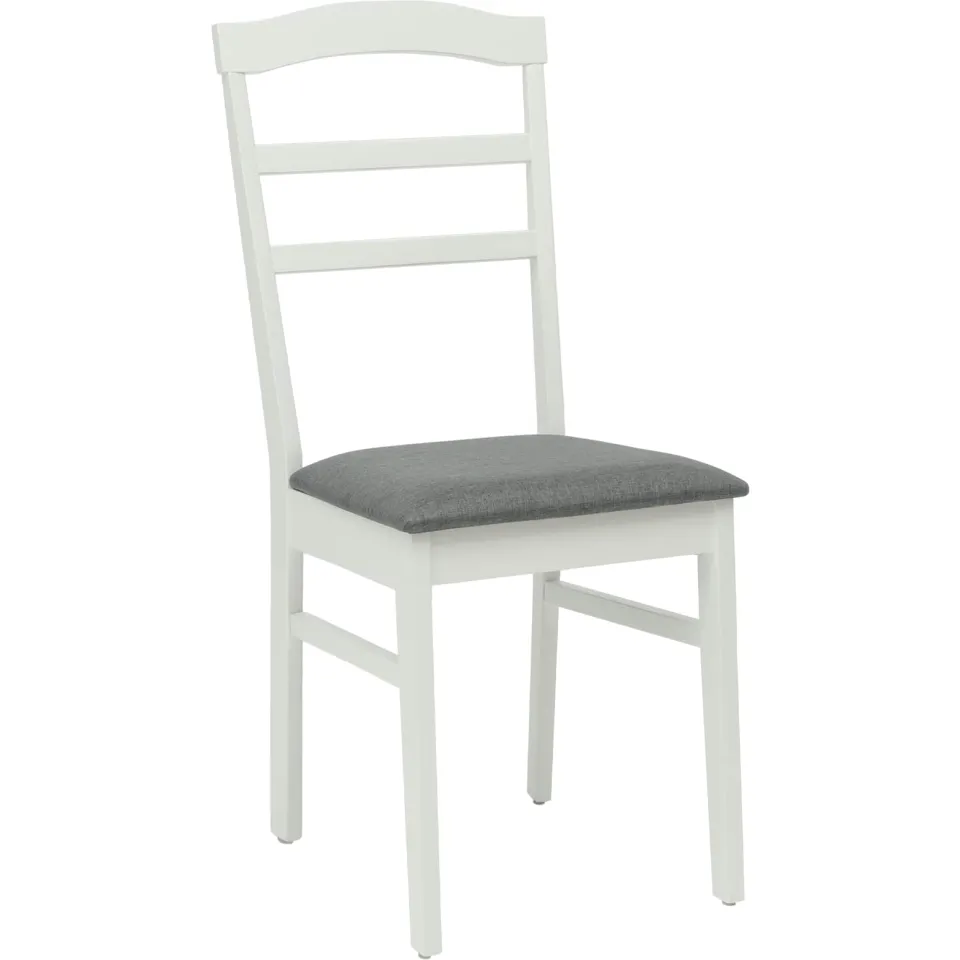 vidaXL Eetkamerstoel 2 st Massief Rubberhout Wit en Grijs, foto 4