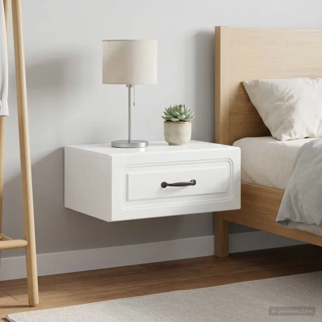 vidaXL Wandbeugel Bedkast 2 st Hoogglans Wit 49 x 34,5 x 20 cm, foto 2