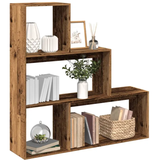 vidaXL Kamerscherm / boekenkast 3-laags 123x29x123 cm hout oud hout Bruin