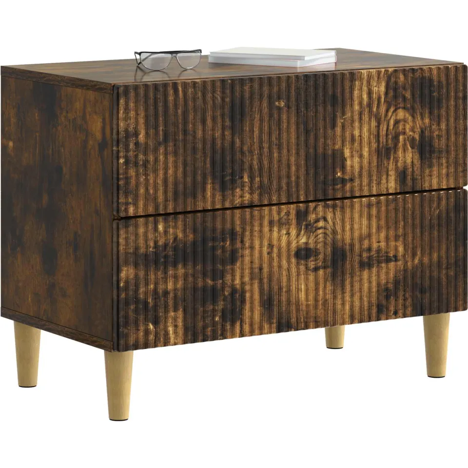 vidaXL Nachtkastje Gerookt eiken 62 x 34,5 x 48 cm Bewerkt hout