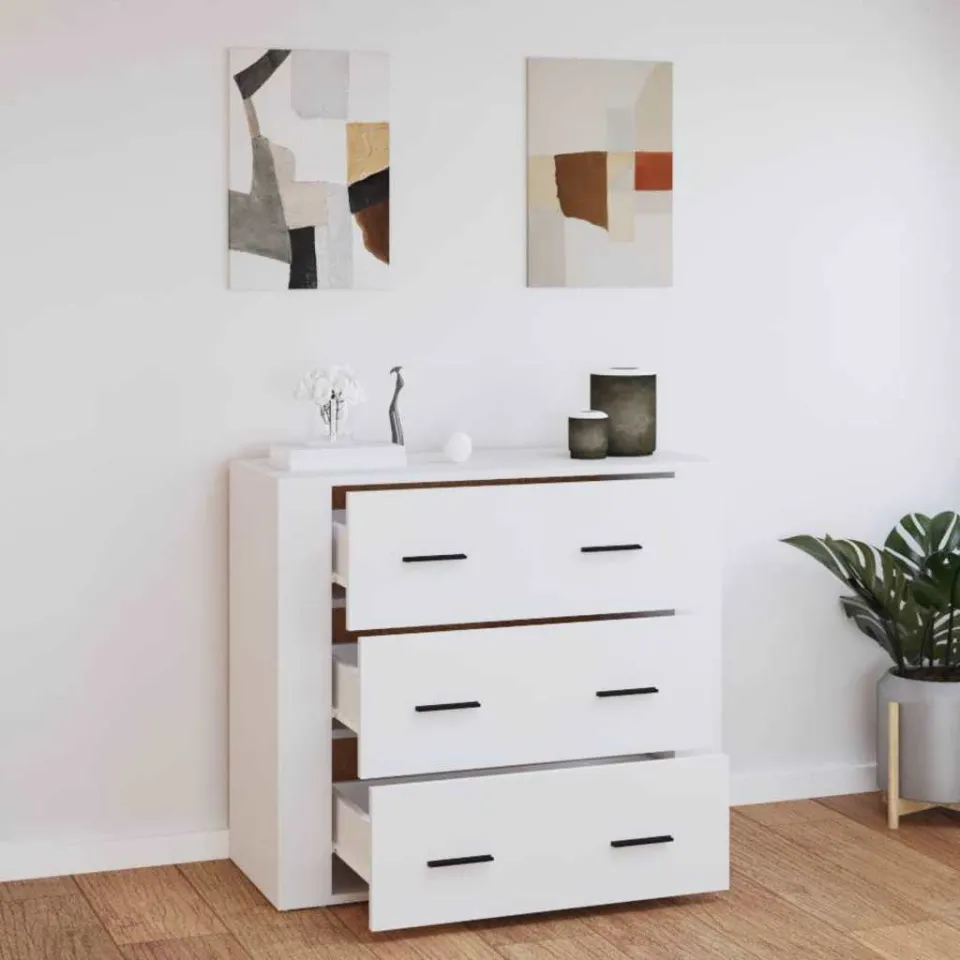 vidaXL Dressoir 80x33x70 cm bewerkt hout wit, foto 3