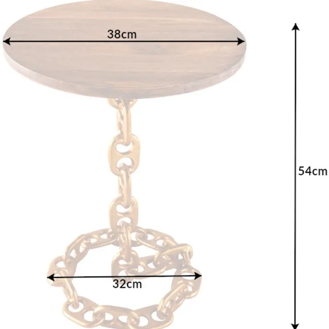 Invicta Interior Design bijzettafel CHAINS 40cm goud mangohout handgemaakt metalen rond kettingframe - 42233 Zie omschrijving