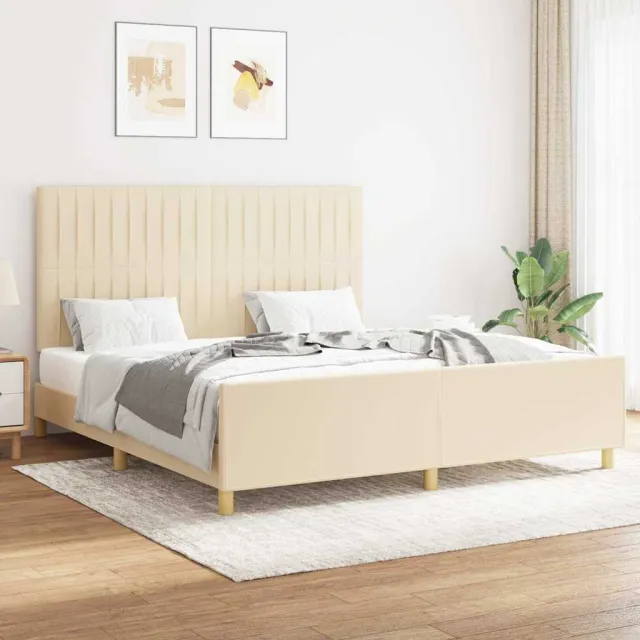 vidaXL Bedframe zonder matras stof crèmekleurig 160x200 cm
