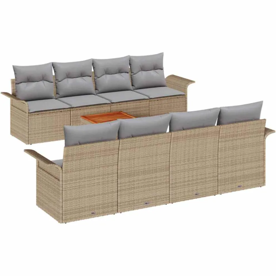 vidaXL Tuinbankenset 9 st Beige poly rattan
