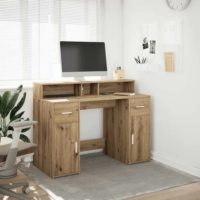 vidaXL Bureau Artisanaal eiken 120 x 55 x 91 cm Bewerkt hout Bruin