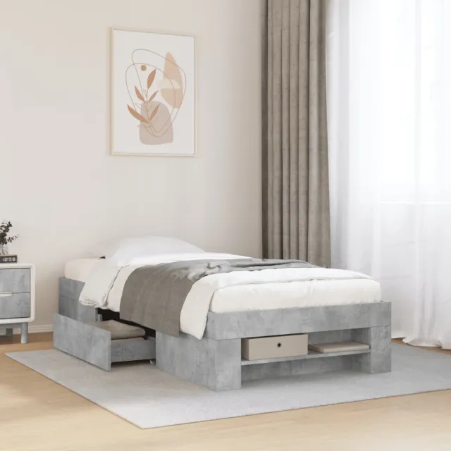 vidaXL Bedframe bewerkt hout betongrijs 75x190 cm grijs