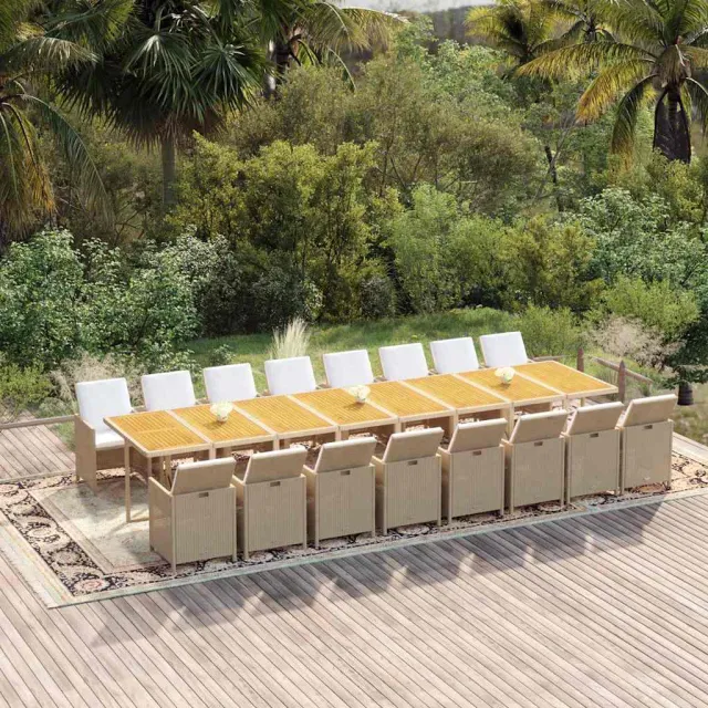 vidaXL 17-delige Tuinset met kussens poly rattan beige, foto 2