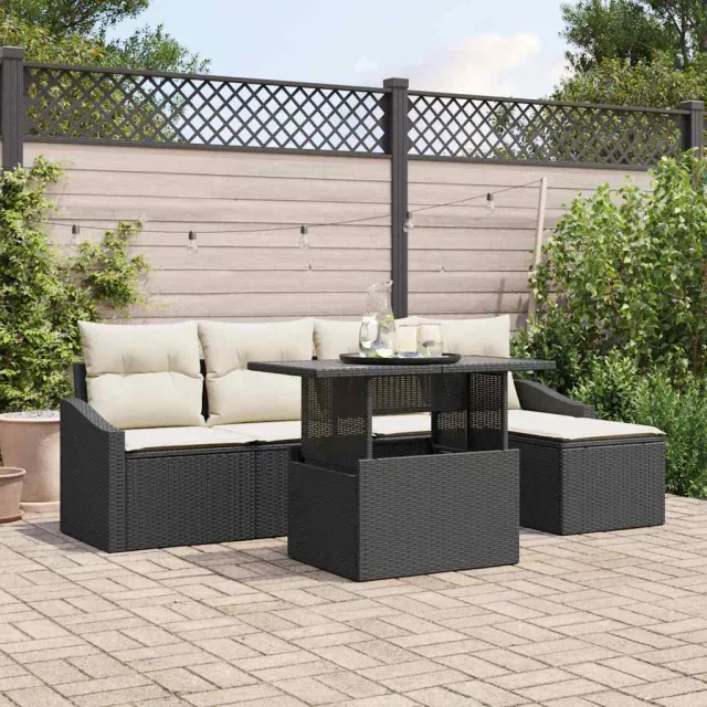 vidaXL Tuin Sofa Set 6 st Zwart en Crème poly rattan, foto 2