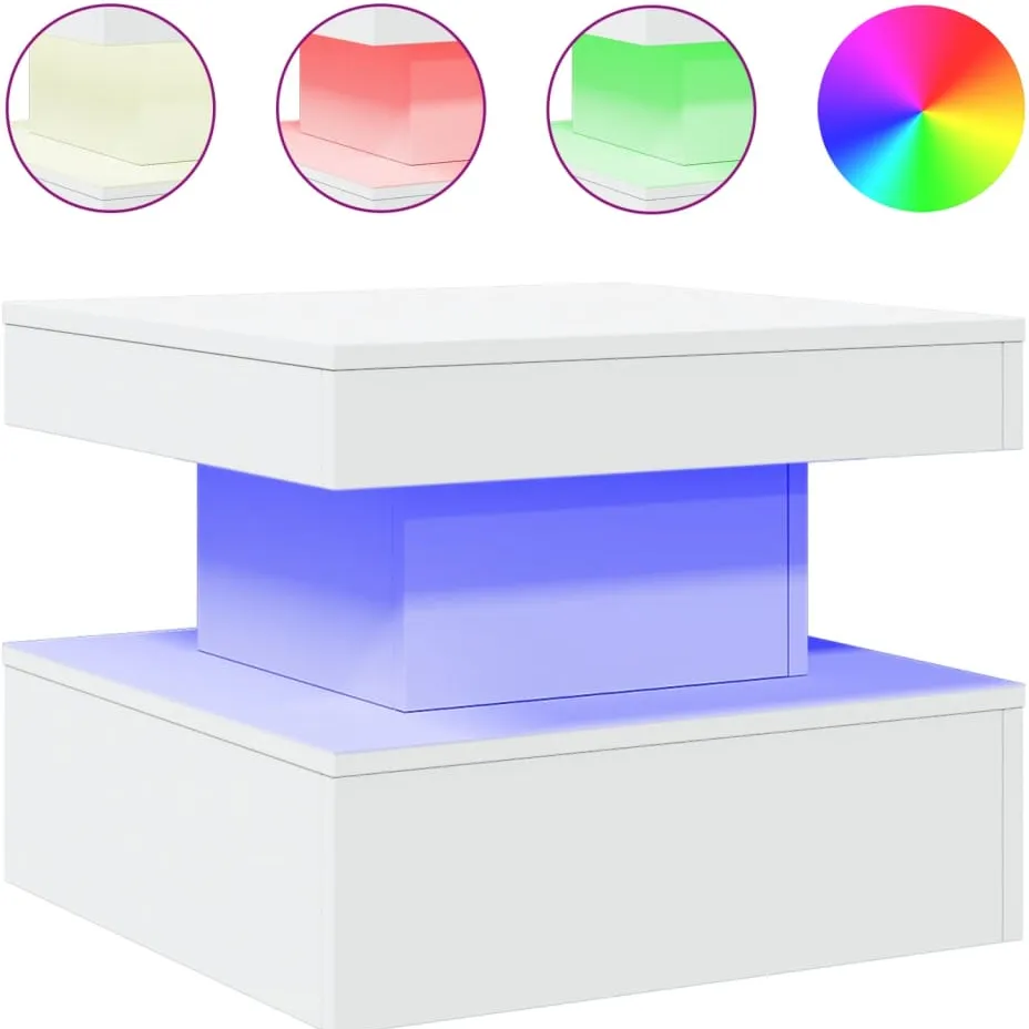 vidaXL Salontafel met LED-verlichting 50x50x40 cm wit
