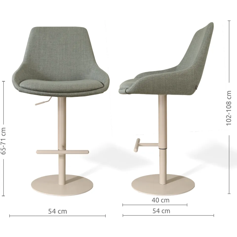 Nolon Niva-Isa draaibare tulp barkruk saliegroen - verstelbaar - beige onderstel, foto 2