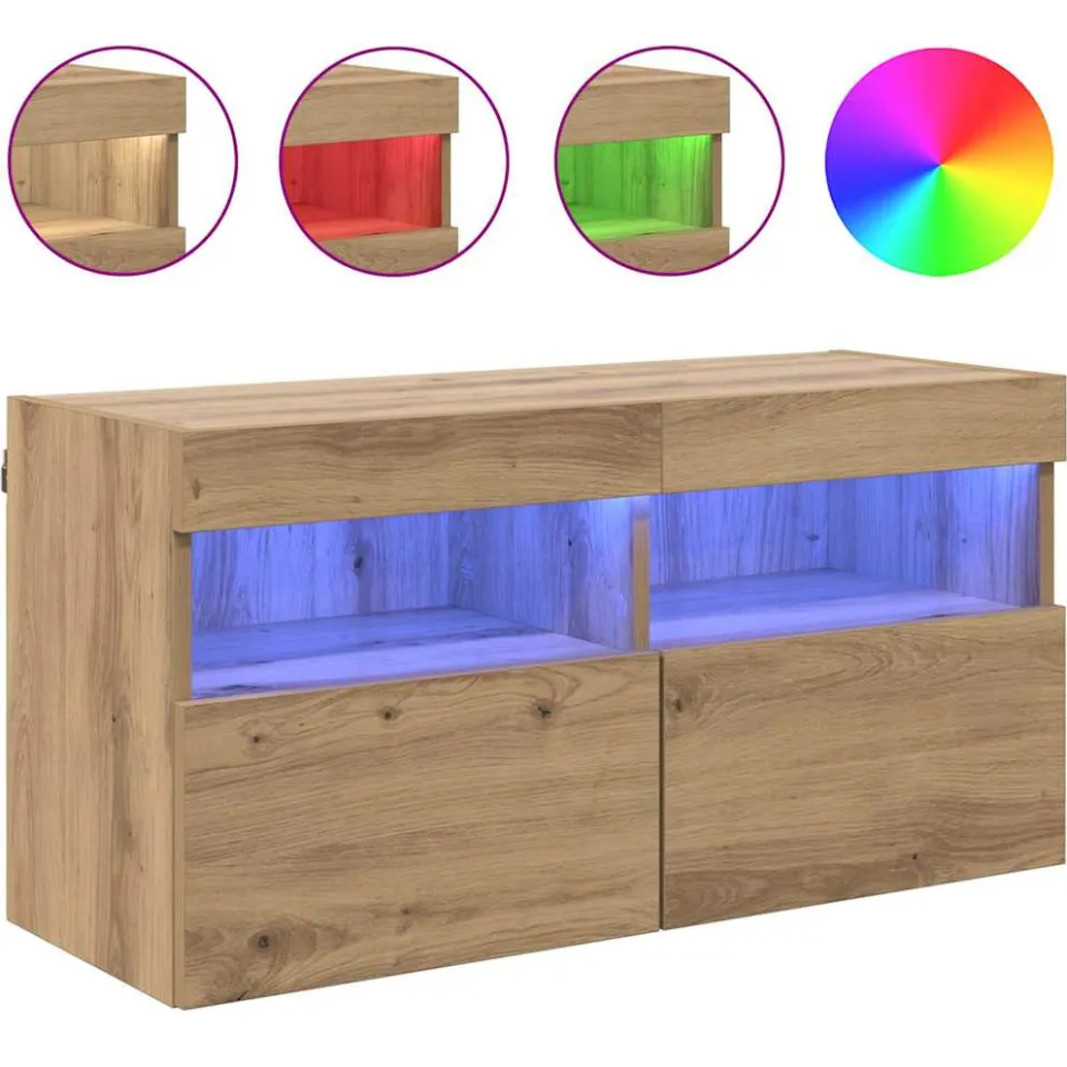 vidaXL TV Wandkast 80 x 30 x 40 cm Artisan Eiken Bewerkt hout, foto 4