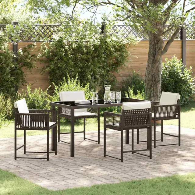 vidaXL Tuin eettafelset 5 st Bruin poly rattan