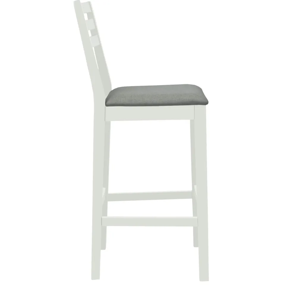vidaXL Barkruk 2 st Wit en Grijs Massief Rubberhout en Stof, foto 3