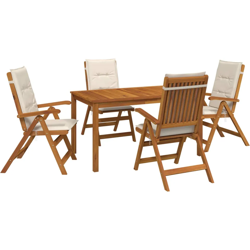 vidaXL 5-Piece Garden Dining Set 4-zits Crèmekleurig, foto 3