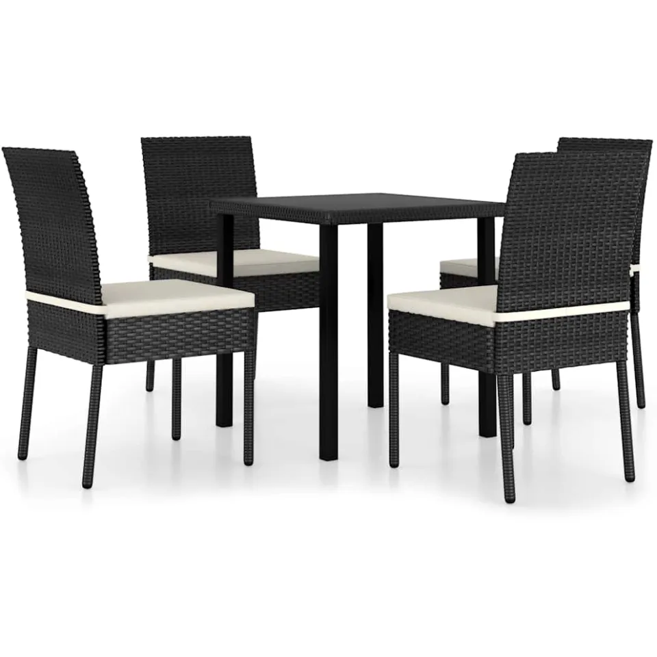 vidaXL 5-delige Tuinset poly rattan zwart, foto 4