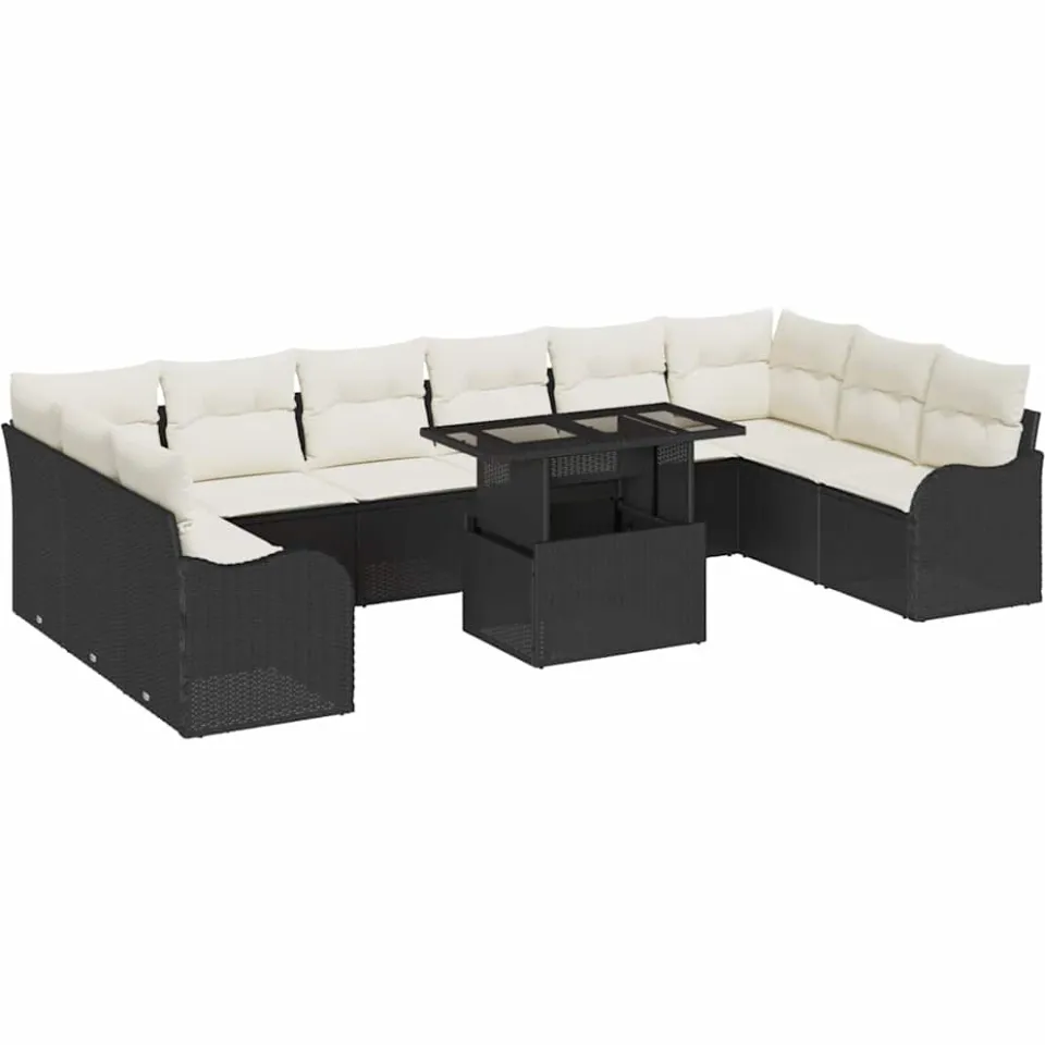 vidaXL Tuin Sofa Set 11 st Zwart Poly riet, foto 4
