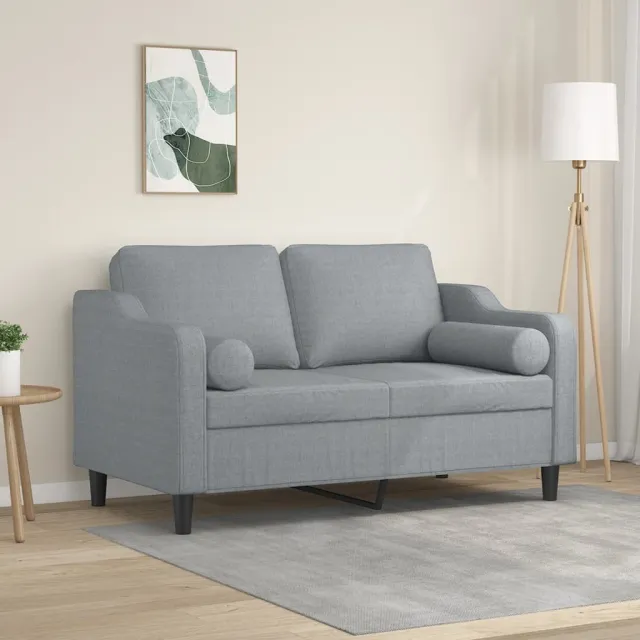 vidaXL Tweezitsbank met sierkussens 120 cm stof lichtgrijs
