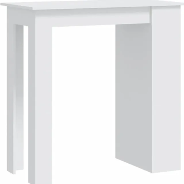vidaXL Bartafel - met - opbergrek - 102x50x103,5 - cm - bewerkt - hout - wit