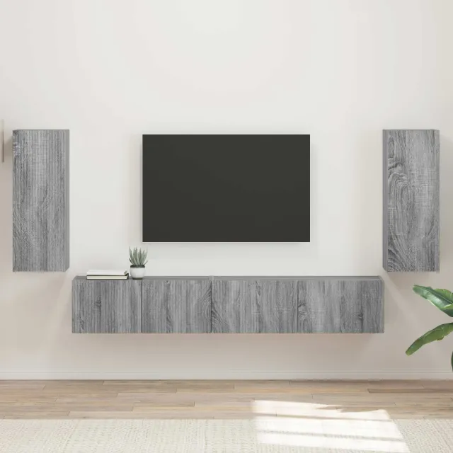 vidaXL Tv-meubelset 4 st Grijs Sonoma Bewerkt hout