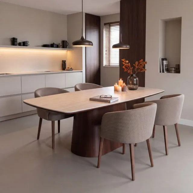 Giga Meubel Eettafel Thomas - Rechthoek Walnoot/Keramiek - 200x90x76cm