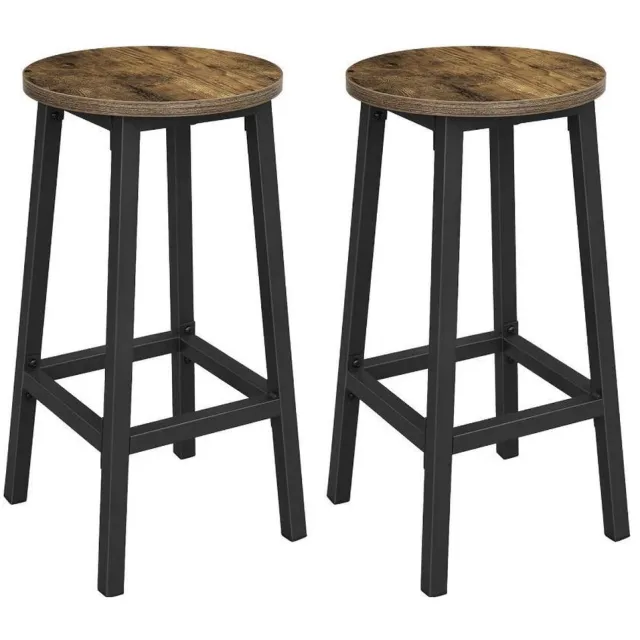 MAZAZU MIRA Home - Barkrukken - Set van 2 - Industrieel - MDF/Metaal - Bruin - 32x65