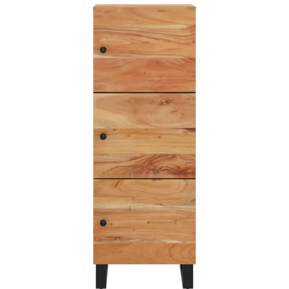 vidaXL Hoge kast met 3 deuren 40x33x110 cm massief acaciahout en ijzer Bruin
