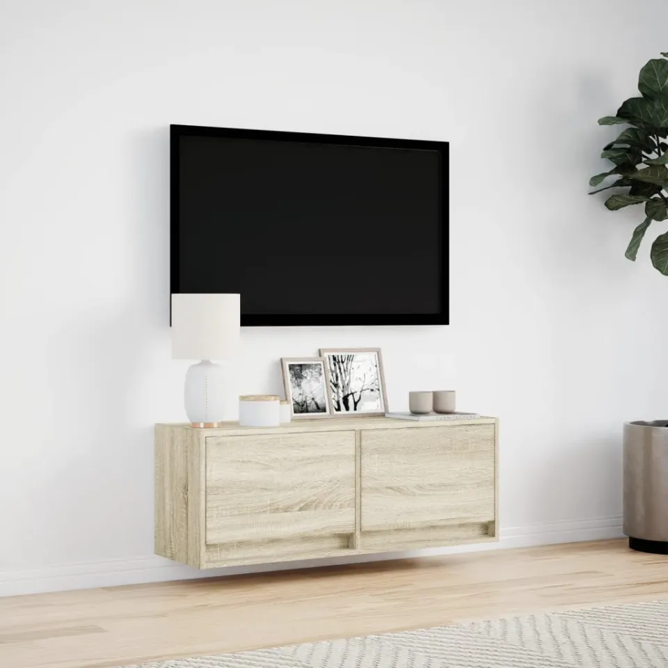 vidaXL Tv-wandmeubel met LED-verlichting 100x31x35 cm sonoma eiken, foto 2