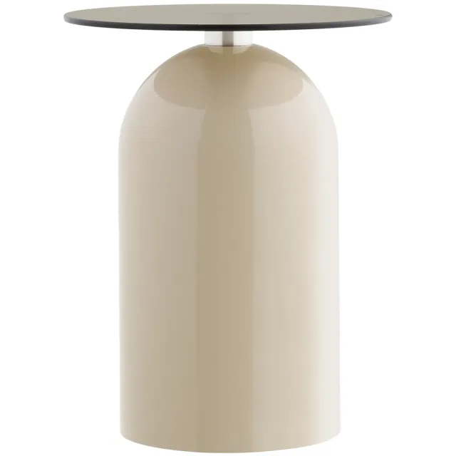 Artichok Raiza metalen bijzettafel beige met glazen blad - Ø40