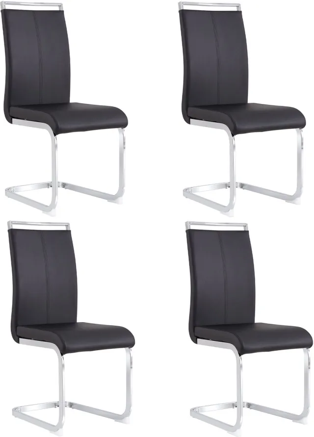 CHICFURN Eetkamerstoel - Freischwinger - Gepolsterd - Zwart