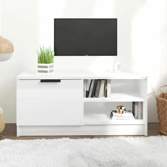 vidaXL Tv-meubel 80x35x36,5 cm bewerkt hout hoogglans wit, foto 2