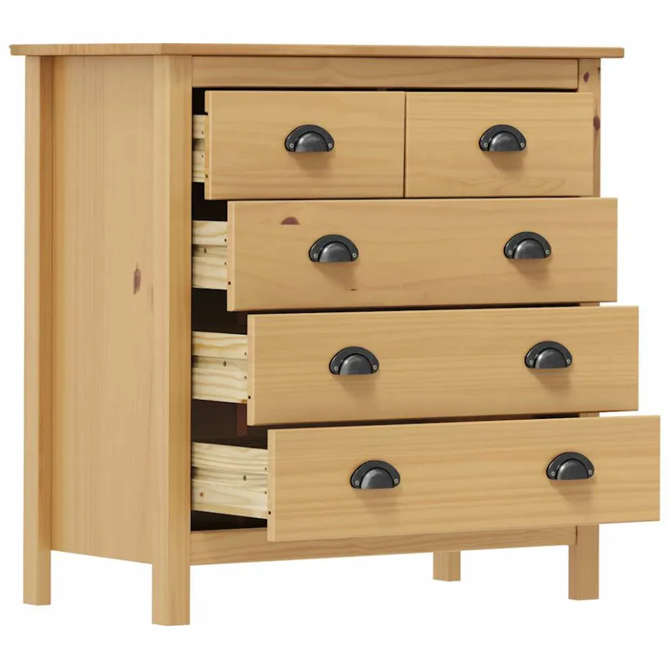 vidaXL Dressoir Hill 79x40x80 cm massief grenenhout bruin, foto 3