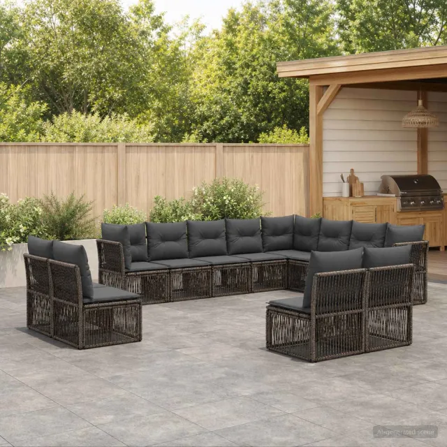 vidaXL Tuinbankenset 12 st 12-zits Grijs poly rattan